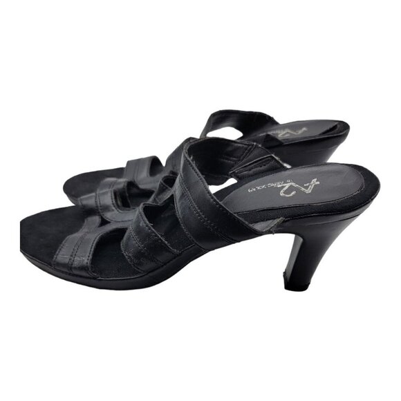 A2 AEROSOLES ROTUNDA Sandals Womens Sz 7.5M Strappy Black Slip On Shoes - Picture 4 of 10